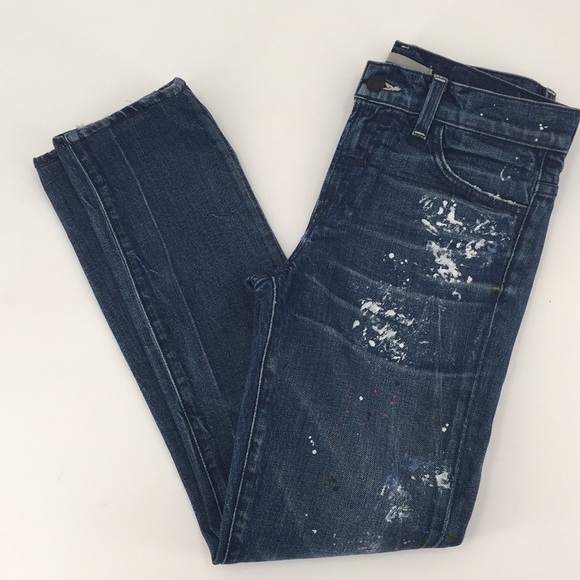 VINCE Splatter Jeans distressed Skinny 26 9” Rise - Picture 2 of 9